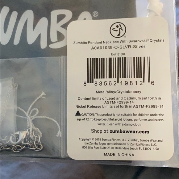 Zumba Silver Zumbito Necklace Swarovski Crystals - Picture 6 of 7